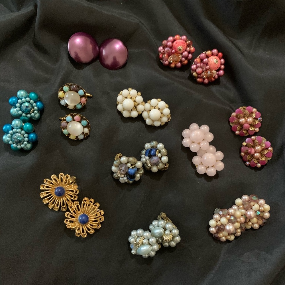 Vintage clip on earrings. 11 pairs .